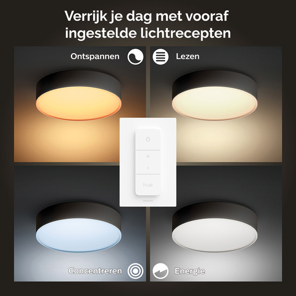 Philips Hue Enrave Plafondlamp Zwart 38 cm White Ambiance incl